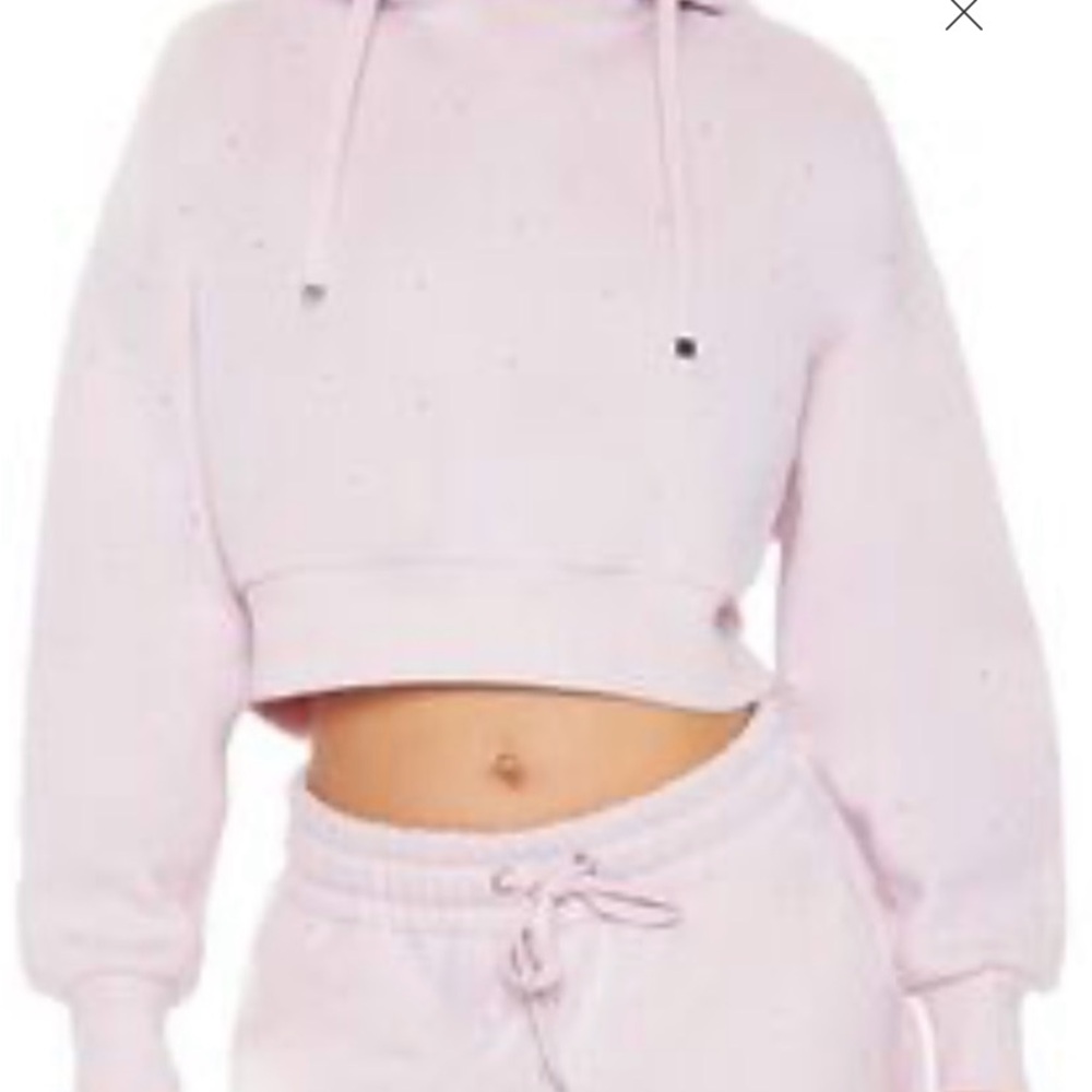 Light Pink Cropped Hoodie